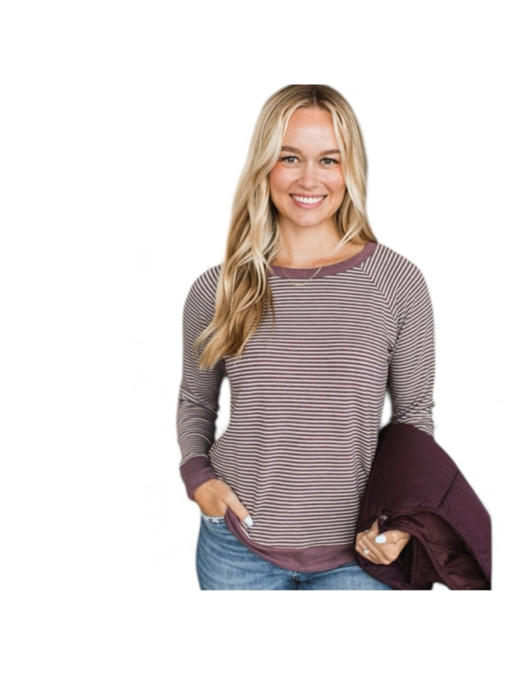 The Pulse Boutique Striped Light Plum Long Sleeve Top New size XS